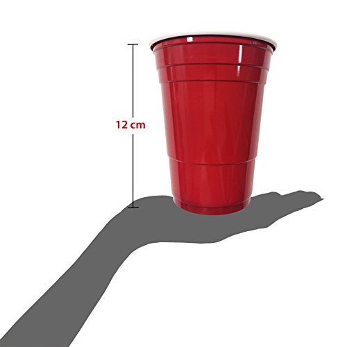ANSIO Vasos desechables de plástico rojo para fiestas - 18 oz (525 ml) Vasos desechables para fiestas - Paquete de 50 vasos para fiestas
