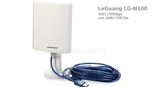 Antena WiFi de Exterior de Largo Alcance USB 150 Mbps con Adaptador Inalámbrico LEGUANG N100