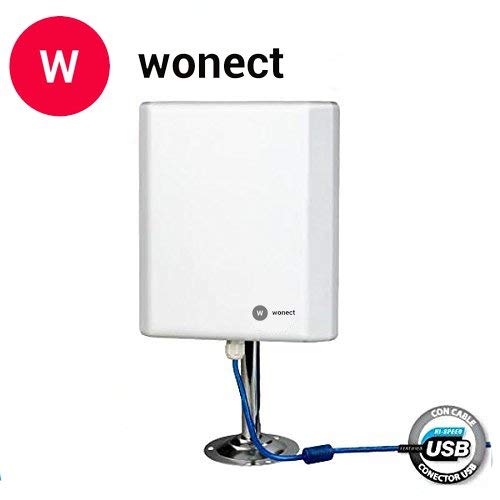 ANTENA WONECT EXTERIOR 5 METROS PANEL PLANAR 36DBI EXTERNA USB interno N4000 2000MW 2w 5 metros Auditoria. Fácil instalar. Compatible WiFislax, Beini, Backtrack. Largo alcance. Rompemuros. Recomendado uso exterior.Buena recepcion señal