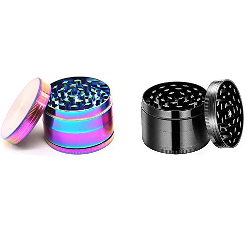 Anyasen Grinder Especias 2 set 8 Piezas Grinder Metálico Máquina Trituradora grinder metalico con colector de Polen para Hierbas Tabaco Especias Grinder (negro y deslumbrante color)