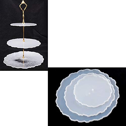 Anyasen Moldes de Resina para Torre de Postre Moldes Silicona Manualidades Molde Silicona Resina Kit Molde de Silicona Epoxi para Hacer Manualidades, con Soporte, para Pastel Frutas