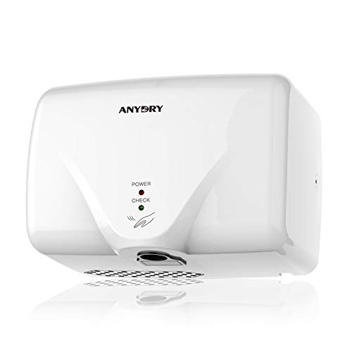 anydry AD2803K Secador de Manos súper Mini,Secador de Manos eléctrico de Alta Velocidad,Carcasa de ABS,con Enchufe estándar de la UE. (Blanco)