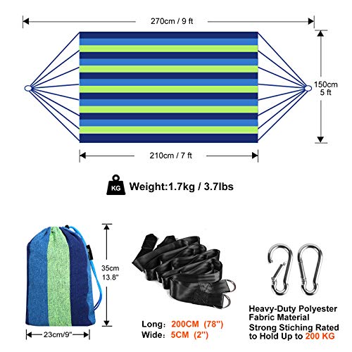 Anyoo Hamaca de Algodón para Jardín al Aire Libre Cama Portátil de Lona con Cuerdas para Acampar Capacidad de 200 Kg Peso Ligera con Bolsa para Jardín Patio Trasero Playa Mochileros