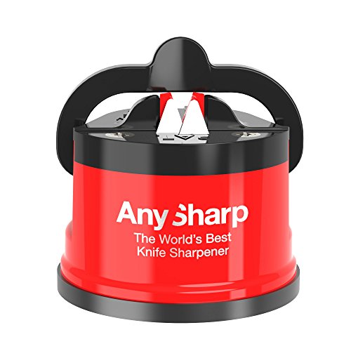 AnySharp Afilador de Cuchillos con Ventosa, Rojo