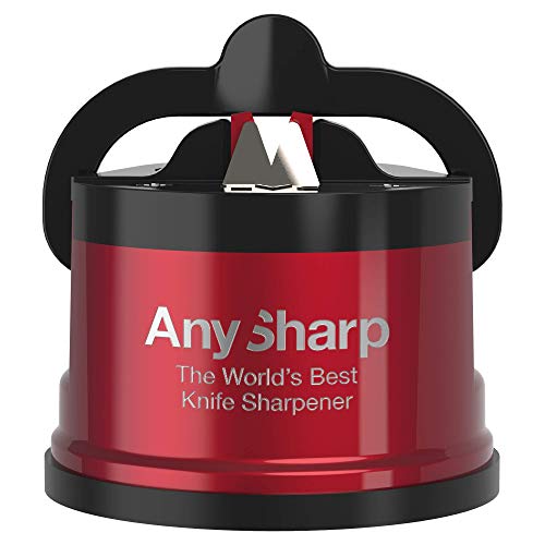 AnySharp Pro Afilador de Cuchillos (Metal) con Ventosa (Rojo)