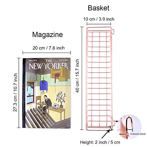ANZOME Cesta de Oro Rosa para Paneles de Rejilla y Rejilla para Colgar Organizador de Alambre de Metal Estante de Almacenamiento Estante de decoración tamaño 15,6 x 3,9X 2 Inches