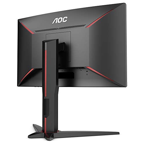 AOC C24G1 - Monitor gaming curvo sin marcos de 24” Full HD e-Sports (1920x1080, VA, 1 ms, 144 Hz, 1500R, AMD FreeSync, Ajustable en altura y FlickerFree) Color Negro/Rojo