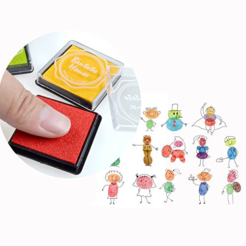 AOI Almohadilla de Tinta para Dedos artesanales no tóxicas y Lavables de 20 Colores, Almohadillas de Tinta para niños Rainbow Paint para Sellos de Goma Partner 4 * 4 cm