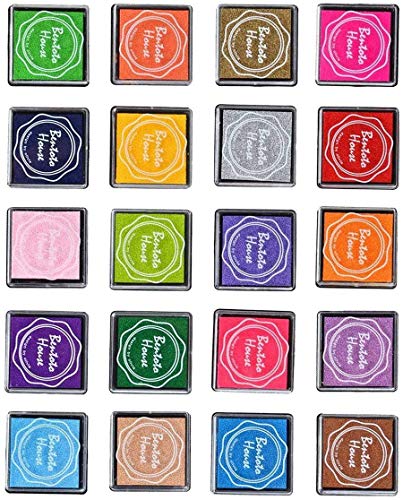 AOI Almohadilla de Tinta para Dedos artesanales no tóxicas y Lavables de 20 Colores, Almohadillas de Tinta para niños Rainbow Paint para Sellos de Goma Partner 4 * 4 cm