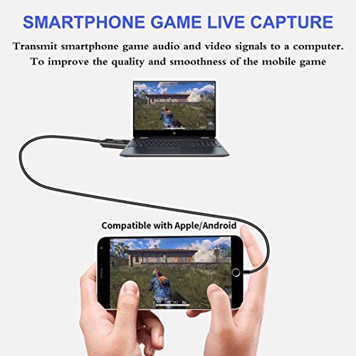 Aokeou Convertidor De Captura De Vídeo, HDMI A USB 2.0 Capturadora Digitalizadora De Vídeo Game Capture HDMI - USB 2.0 1080P 60FPS HD Dispositivo De Transmisión (Negro)