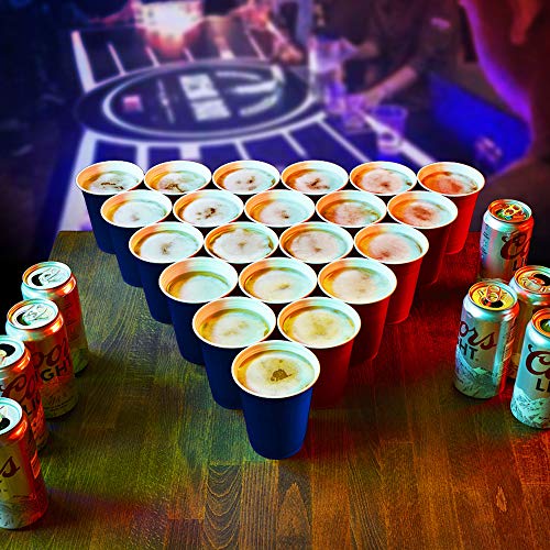 AOLUXLM Tazas de Fiesta, Vasos para Beber, 100 Beer Pong Tazas de Americanas y 10 Bolas, Vasos Desechables para Fiesta Navidad Cumpleaños