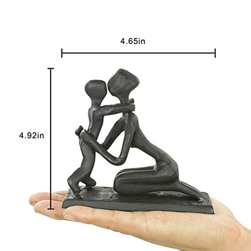 Aoneky Estatua Familiar de Metal - Figura Decorativa de Madre Hijo, Escultura Moderna Abstracta, Decoración de Hogar Casa Oficina, Negro