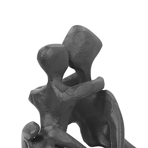 Aoneky Estatua Familiar de Metal - Figura Decorativa de Madre Hijo, Escultura Moderna Abstracta, Decoración de Hogar Casa Oficina, Negro