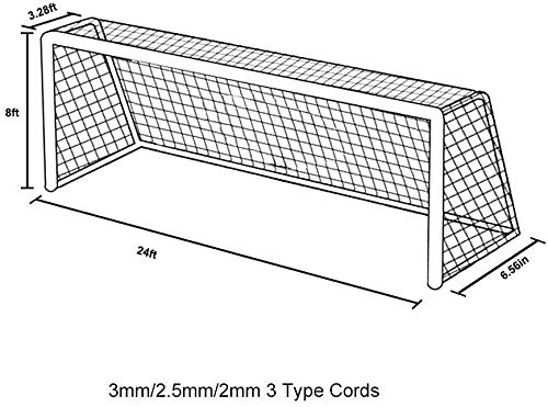 Aoneky Red para Portería de Fútbol - 2.4m×1.8m, 2mm, Red Portátil de Reemplazo para Formación Práctica Entrenamiento Partido, Accesorios de Deportes al Aire Libre, Blanco, Sin Marco