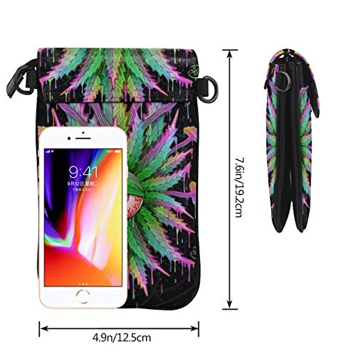 AOOEDM, bolso cruzado para teléfono celular, bolso dulce con diseño de hoja, bolso multicolor de cuero PU para mujer con correa ajustable