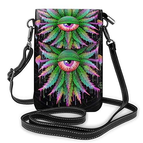 AOOEDM, bolso cruzado para teléfono celular, bolso dulce con diseño de hoja, bolso multicolor de cuero PU para mujer con correa ajustable