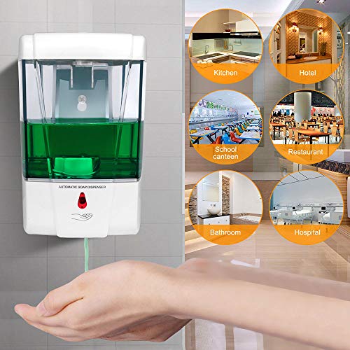 AOZBZ Dispensador de jabón de Manos sin Contacto 700ml Dispensador automático de jabón con Sensor IR de Montaje en Pared Bomba de loción de jabón de Cocina sin Contacto para baño de Cocina