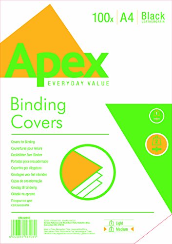 Apex 65010 - Pack de 100 portadas cartulina imitación cuero A4, color negro