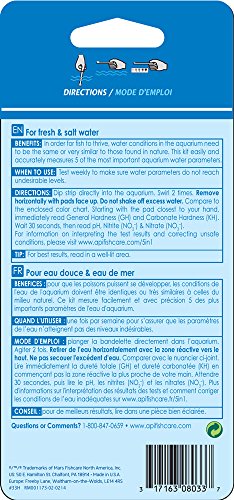 API - Tiras de Prueba 5 en 1 de Agua Dulce y Salada para acuarios