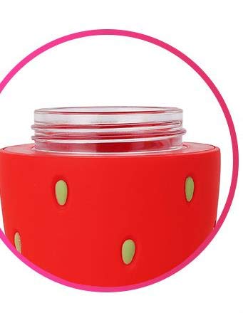 APIKA Linda Botella de Agua de Vidrio de Fresa Borosilicato de Pared Doble 300 ml Fácil de Llevar Adecuado para Regalos y Unisex para niño (Rojo)