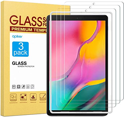 apiker [3 Packs Protector Pantalla Compatible con Samsung Galaxy Tab A 10.1 2019 (T510/T515), Cristal Vidrio Templado Premium [9H Dureza] [Alta Definición]