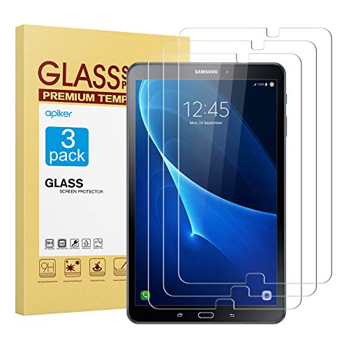 apiker [3 Packs] Protector Pantalla Tablet Compatible con Samsung Galaxy Tab A 10.1 Pulgadas 2016(T580/T585), Cristal Vidrio Templado Tablet Premium [9H Dureza] [Alta Definición] [3D Touch]