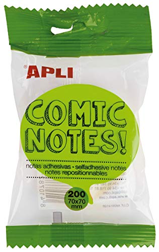APLI 16278 - Notas adhesivas comic 70 x 70 mm bloc de 200 hojas 4 colores surtidos fluorescentes