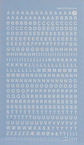 APLI DDB1F - Letras transferibles mayúsculas blancas 4 mm, 470 caracteres