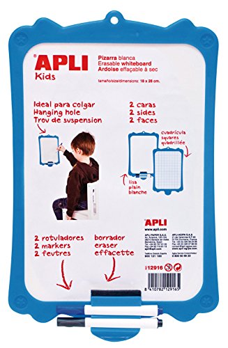 APLI Kids 12916 - Pizarra blanca rígida con borrador y rotuladores, 0,3 x 0,22 m