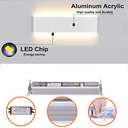 Aplique Pared Interior LED Blanco Cálido Lámpara de pared Moderna 14W Perfecto para Salon Dormitorio Sala Pasillo Escalera Acrílico Aluminio