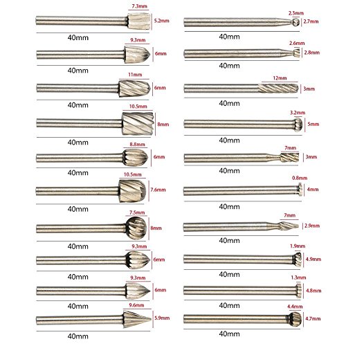 APLUS 20 Piezas HSS Encaminamiento Router Bits Burr Herramientas Rotatorias Madera Fresado Fresas Con 1/8"(mm) Vástago para Dremel y Rotary Tool-DIY Grabado, Herramientas de Trabajo de Madera