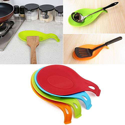 apoya cuchara resto de 100% silicona de grado alimenticio para utensilios de cocina,grande,colorida 5 unidades