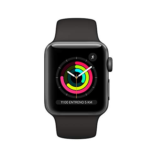 Apple Watch Series 3 (GPS) con caja de 38 mm de aluminio en gris espacial y correa deportiva, Negra