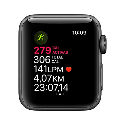 Apple Watch Series 3 (GPS) con caja de 38 mm de aluminio en gris espacial y correa deportiva, Negra