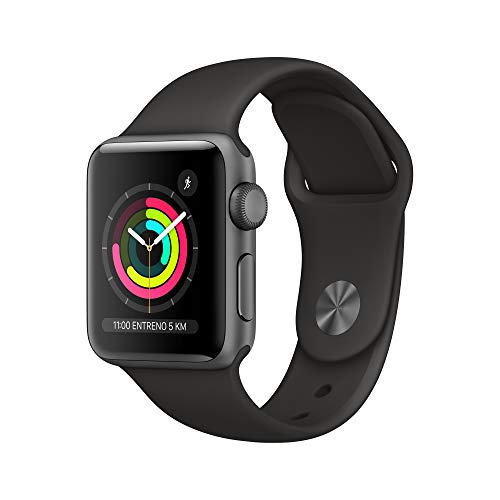 Apple Watch Series 3 (GPS) con caja de 38 mm de aluminio en gris espacial y correa deportiva, Negra