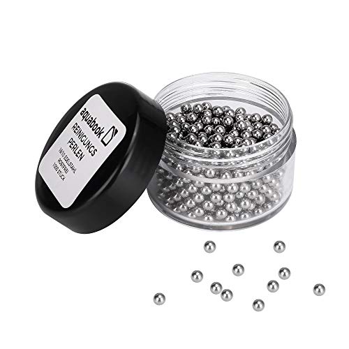 Aquabook - Perlas de limpieza de acero inoxidable (1000 bolas de limpieza para garrafas, decantadores, jarrones, botellas, vidrio o termos), acero inoxidable, plata, Dose á 1000 Stück