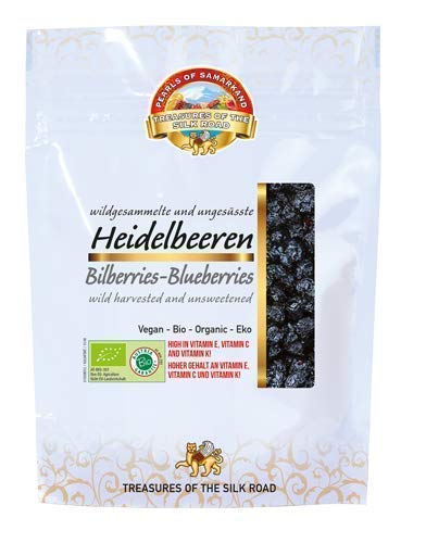 Arándanos azules silvestres deshidratados sin azucar añadido ecológicos 700g orgánicos 100% naturales crudos Bio organic dried bilberries unsweetened 7x100 gr