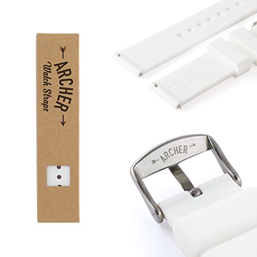 Archer Watch Straps | Repuesto de Correa Reloj de Silicona para Hombre y Mujer, Caucho Fácil de Abrochar para Relojes y Smartwatch | Blanco, 22mm