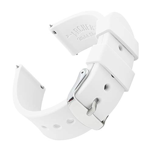 Archer Watch Straps | Repuesto de Correa Reloj de Silicona para Hombre y Mujer, Caucho Fácil de Abrochar para Relojes y Smartwatch | Blanco, 22mm