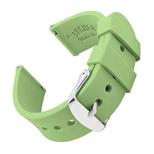 Archer Watch Straps | Repuesto de Correa Reloj de Silicona para Hombre y Mujer, Caucho Fácil de Abrochar para Relojes y Smartwatch | Verde Té, 20mm