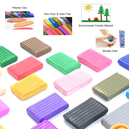 Arcilla Polimérica 24 colores, Segura y No Tóxica Horno Bake Modelado Craft Set regalo ideal para niños