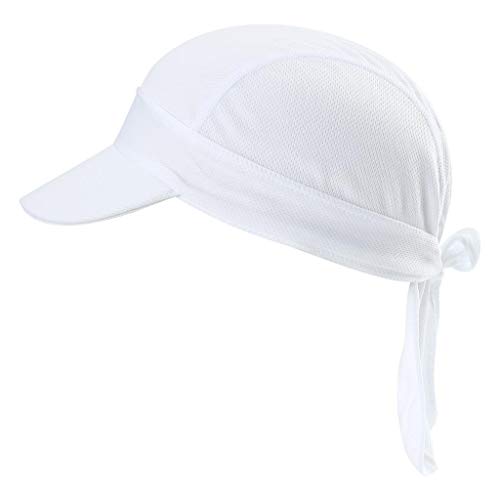 Arcweg Pañuelos de Cabezas Hombres Bandanas Verano Gorros Piratas de Ciclismo con Visera Malla Transpirable UV Protección UPF 50＋Running Deportes al Aire Libre Blanco para Cabeza 54-62cm