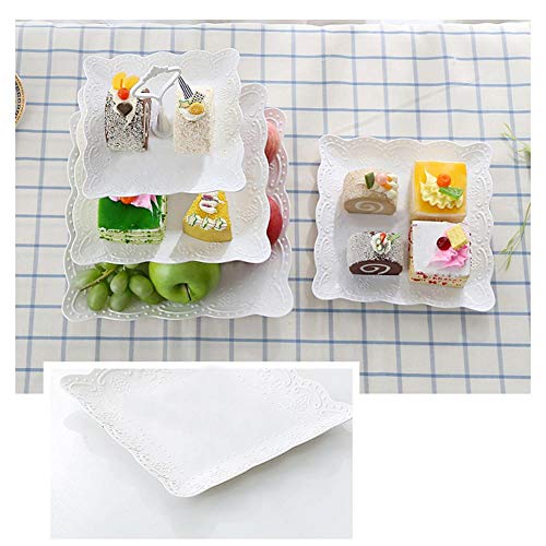 Ardentity - Cesta de Frutas con 3 estantes, extraíble para Frutas, postres, Verduras, Mesa de Frutas y Expositor para Tartas, postres, Soporte para Boda, Fiesta, cumpleaños, Cuadrado, Blanco, Carré