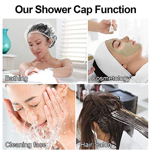 Ardermu Gorros de Ducha Desechables - Gorro de Ducha Para Amenidades Del Hotel - Gorro de Baño Elástico Transparente de Plástico Para el Hogar, Hotel, Spa, Peluquería y Viajes - Unisex (100PCS)