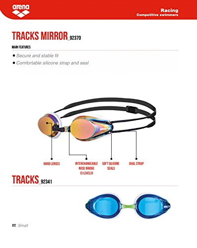 Arena Tracks Mirror Gafas de Natación, Unisex Adulto, Negro (Smoke), Universal