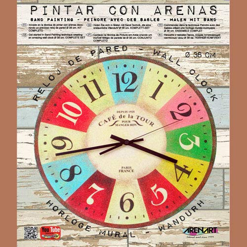 Arenart - Set Pintar con Arenas de Colores - Reloj Café de la Tour Ø 38 cm