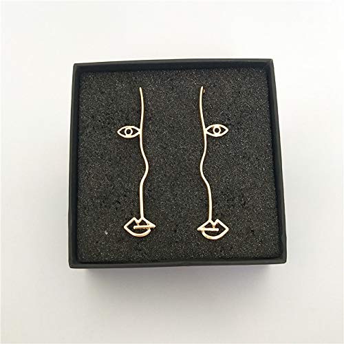 Aretes Anchos Pendientes De Gota Exagerando La Moda Resumen De Metal Cara Esquema Pendientes Personalidad Culpa Pendientes De Ojo Para Mujer Joyería   Negro