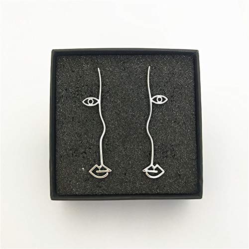 Aretes Anchos Pendientes De Gota Exagerando La Moda Resumen De Metal Cara Esquema Pendientes Personalidad Culpa Pendientes De Ojo Para Mujer Joyería   Negro