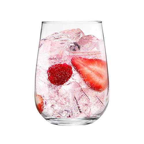 Argon Tableware 6 Pieza Gin Tonic Corto sin pie y Vasos, Decorado con Estilo Moderno - Vasos de Cristal Globo para G & T, cócteles, Vino - 590ml