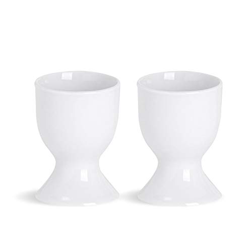 Argon Tableware Huevera Set - Porcelana Copas del Hard pasados ​​por Agua Huevos - Blanco - Pack de 2